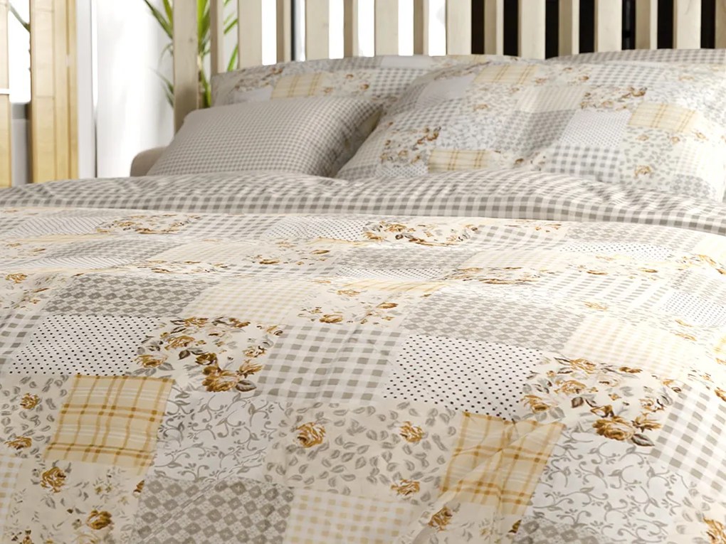 Lenjerie de pat din bumbac Renforce PATCHWORK bej Dimensiune lenjerie de pat: 70 x 90 cm | 140 x 200 cm