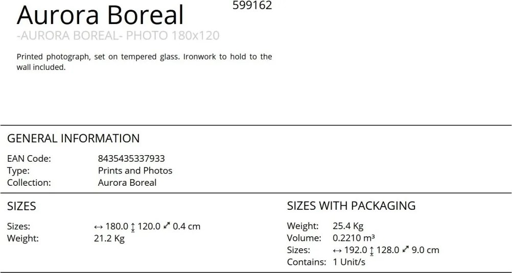Tablou de perete decorativ Aurora Boreal, 180x120cm