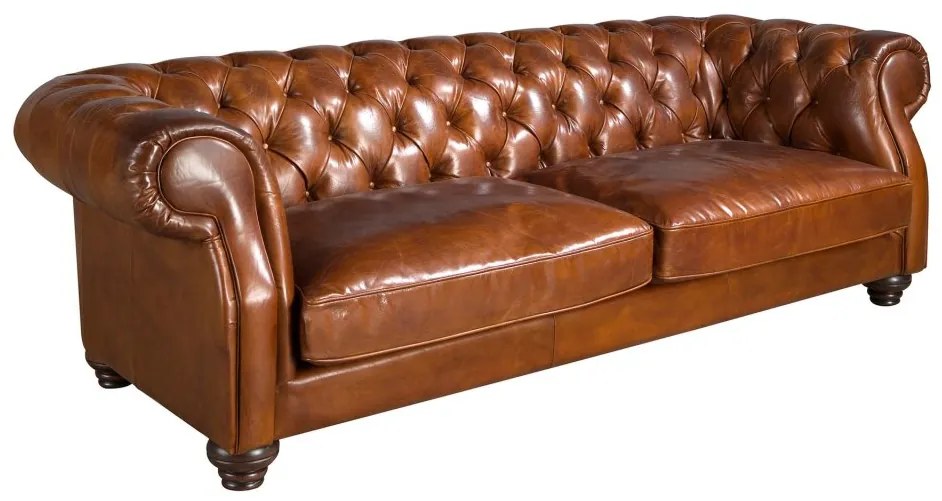 Canapea 3 locuri design italian Chesterfield piele maro
