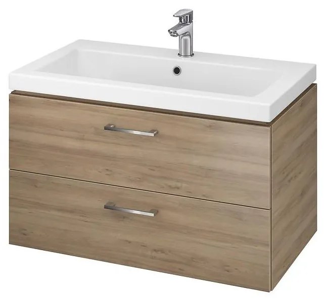 Cersanit S801-154-DSM - Dulap de baie suspendat cu lavoar LARA 80 cm nuc