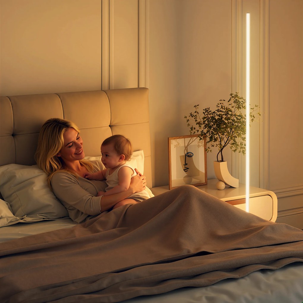 HOMCOM Lampă de Podea LED Reglabilă cu Telecomandă de 150cm Înălțime, Argintiu | Aosom Romania