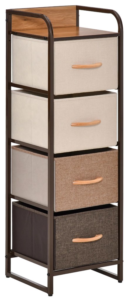 HOMCOM Comodă 5 sertare mobilier de depozitare sertar din material textil pliabil - structură oțel negru - 45 x 30 x 116 cm | Aosom Romania