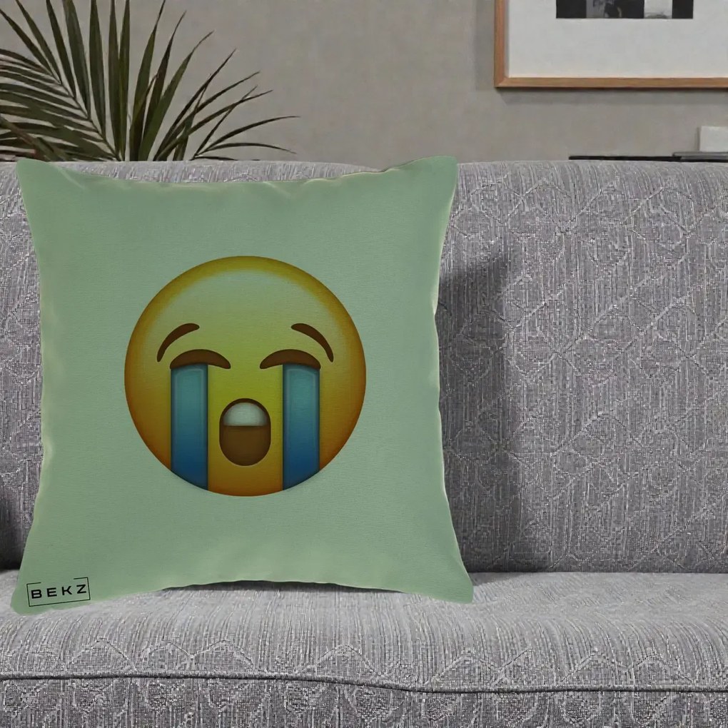 Perna Decorativa Emoji Plange, 40x40 cm, Verde, Husa Detasabila, Perna Inclusa, BEKZ®