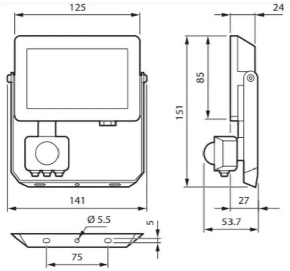 Proiector LED cu senzor Philips DECOFLOOD LED/20W/230V IP65