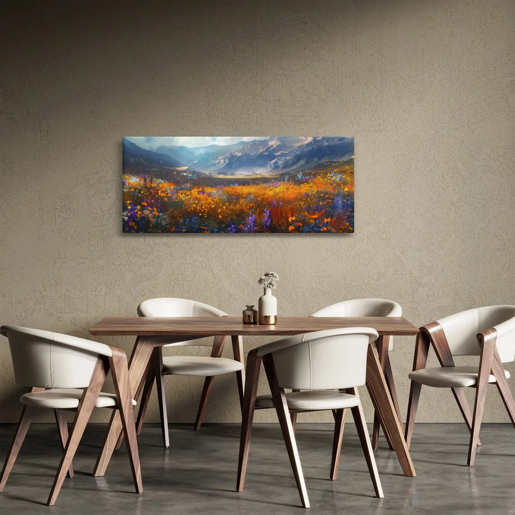 Tablou - Peisaj montan pictat II. (120x50 cm)