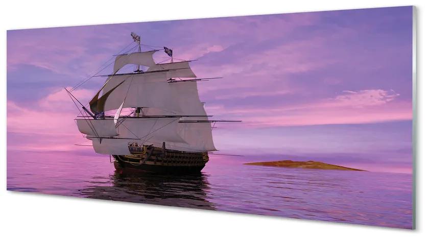 Panouri de sticlă cer violet navă de mare