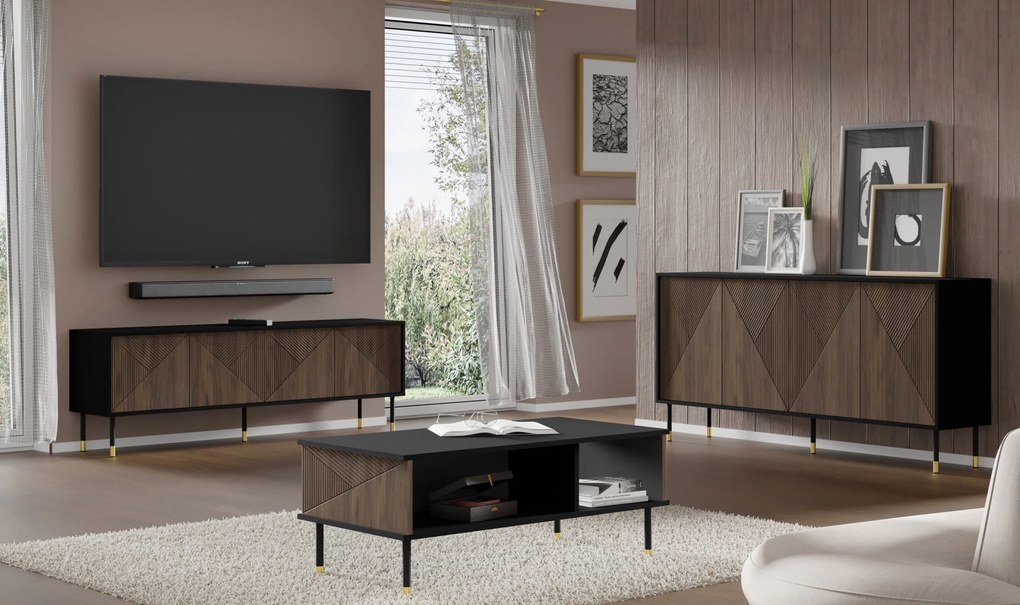 Masă TV IV 4D 180 Wenty (Negru + Stejar catania + Auriu). 1125167