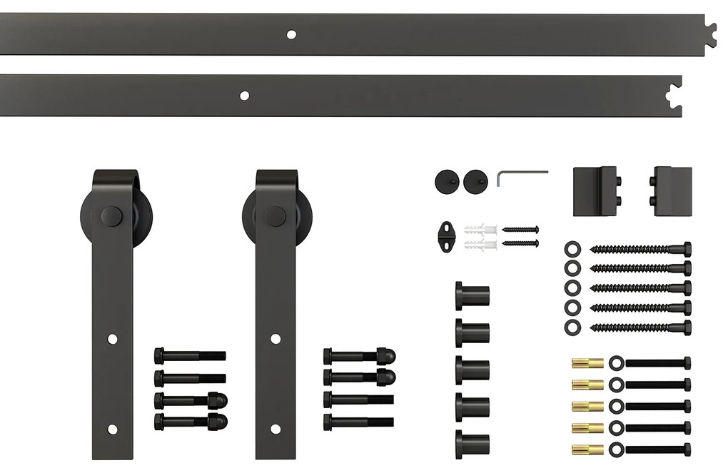 HOMCOM kit montat usi glisante, 200x4x0.6cm, negru | Aosom Romania