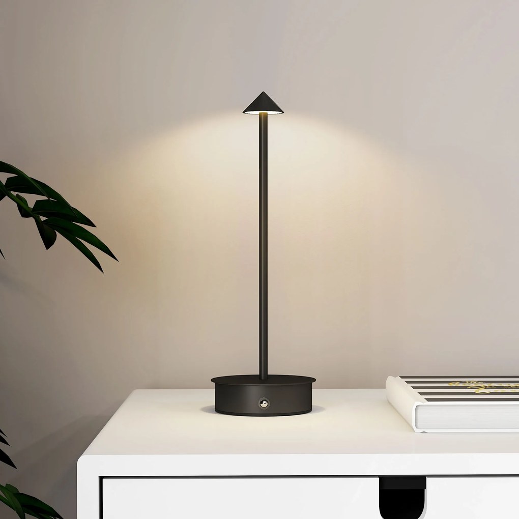 HOMCOM Lampă de Masă Reîncărcabilă cu USB, Lampă Fără Fir cu Temperatura Culorii Reglabilă 3000K/4500K/6500K, Control Tactil, Autonomie 4-8 Ore, Negru | Aosom Romania