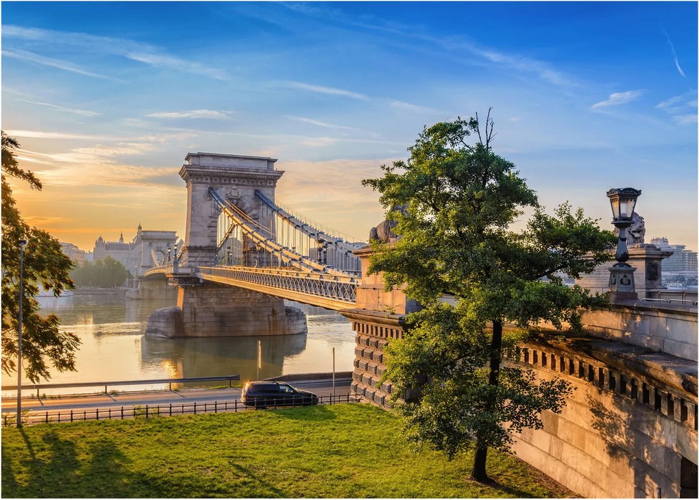Tablou pe sticlă - Pod peste râu, Budapesta, Ungaria (70x50 cm)