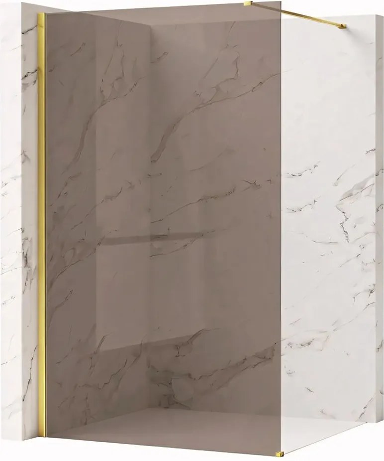 Paravan de dus fumuriu Rea Flexi Brown 80 cm auriu