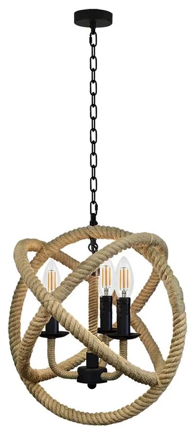 Lampa suspendata ROPE GLOBO 3xE14/10W/230V