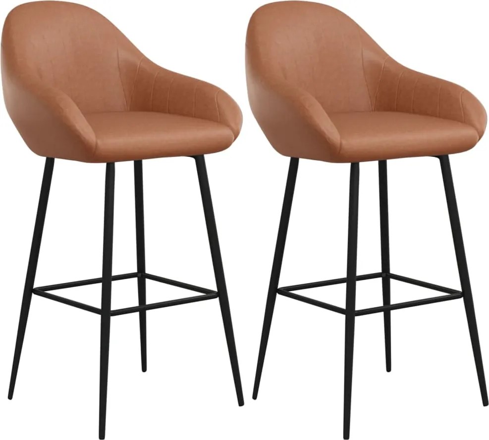 vidaXL Scaune de bar, 2 buc., maro deschis, piele ecologică