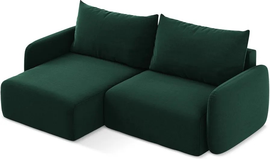 Colțar verde închis extensibil/cu spațiu de depozitare cu tapițerie din catifea (cu colț pe partea stângă/cu șezlong) Kalena – Makamii