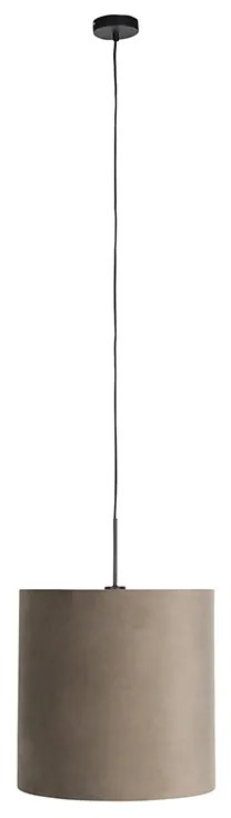 Lampă suspendată cu abajur din catifea taupe cu auriu 40 cm - Combi