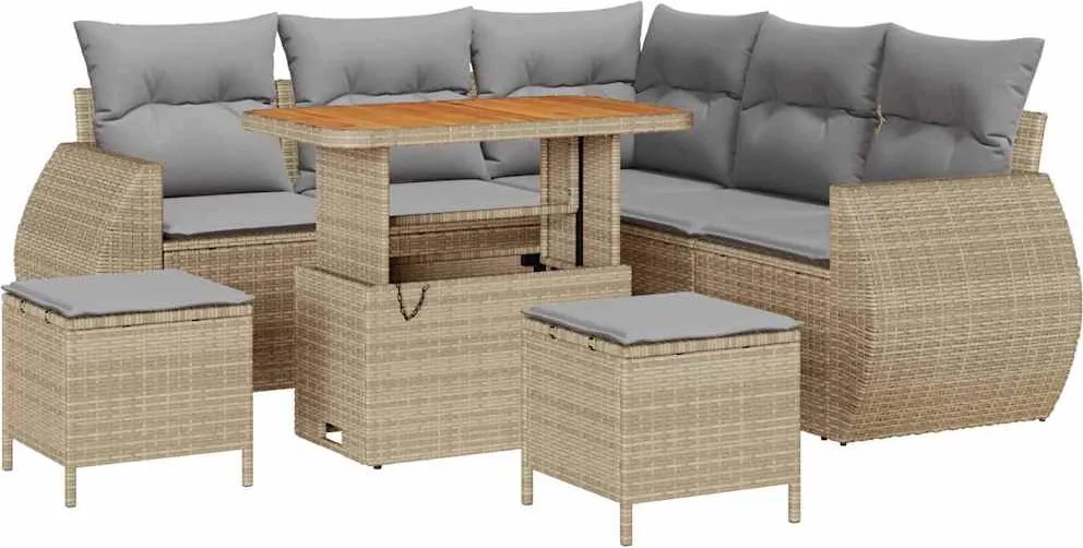 vidaXL Set de canapele pentru grădină 8 pcs Bej poliratan