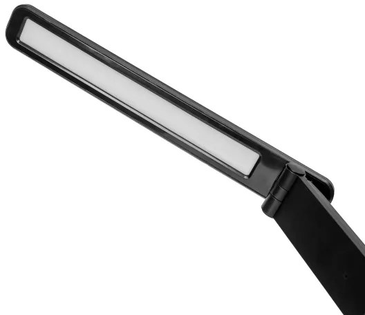 Lampă reglabilă LED RGBW cu încărcare wireless, afișaj și port USB, 6W/5V, 3000–6500K, neagră