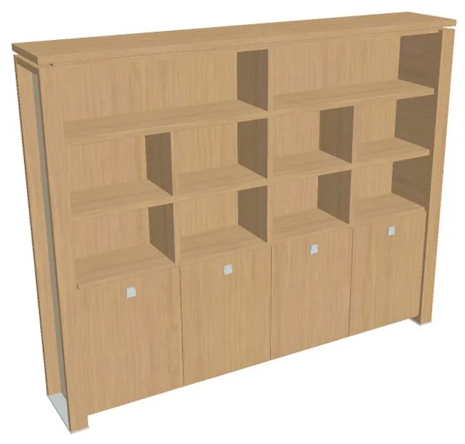 Dulap înalt Verno+ S 260 x 46 x 210 cm, cu rafturi, stejar deschis / vanilie