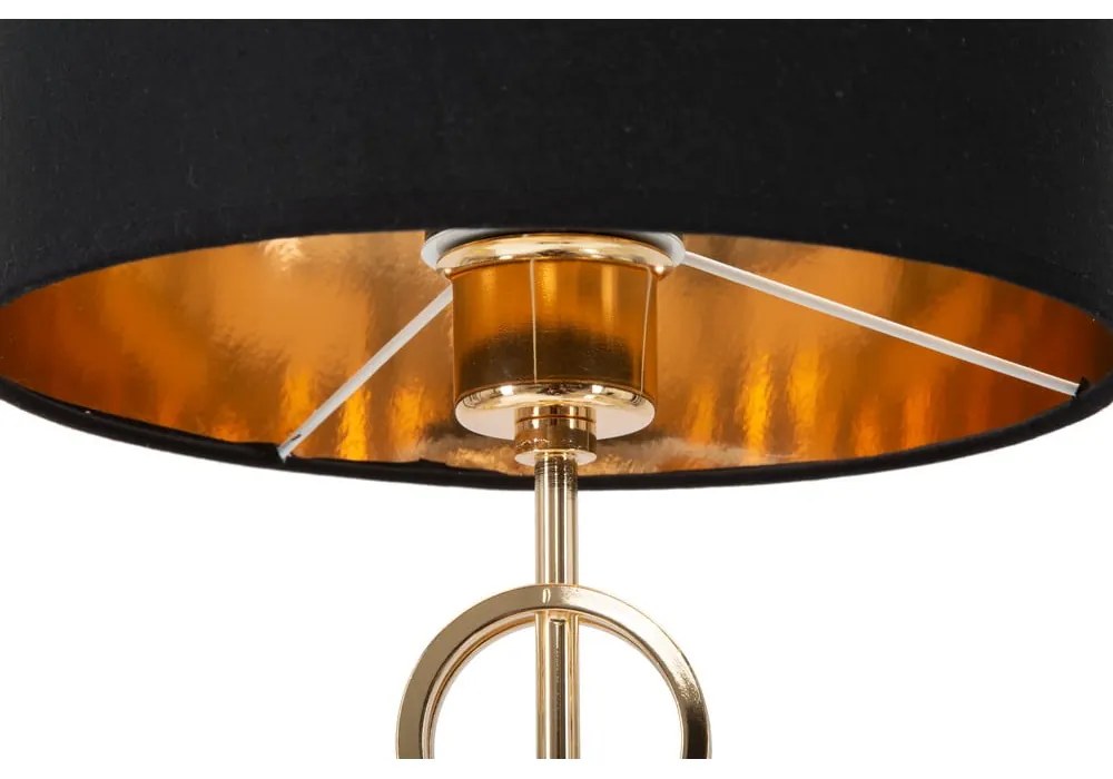 Veioză Mauro Ferretti Glam Rings, înălțime 54,5 cm, negru-auriu