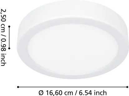 Eglo 901332 - Plafonieră LED FUEVA pentru baie, 7,5 W, 230 V, Ø 16,6 cm, IP44, alb