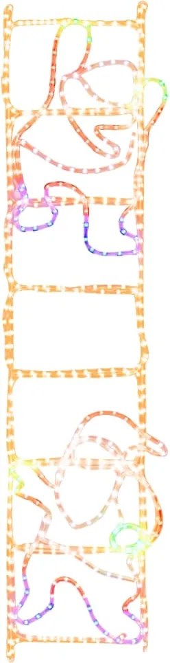 vidaXL Figurină Moș Crăciun pe scară, pliabilă, 552 LED-uri, 50x200 cm