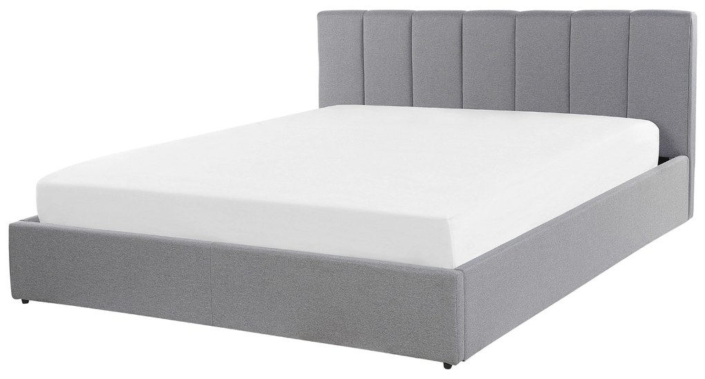 Pat matrimonial 160 cm DARGAN (gri) (textil) (cu somieră și sp. depozitare). 1026652
