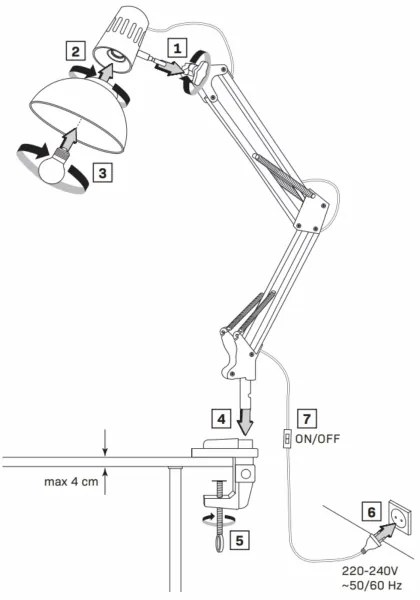 Lampă de masă WORKER 1xE27/10W/230V alb