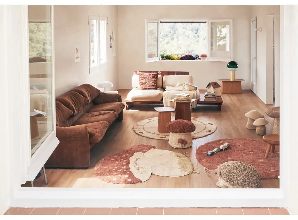 Covor pentru copii bej lavabil/țesut manual din bumbac ø140 cm Chanterelle – Lorena Canals