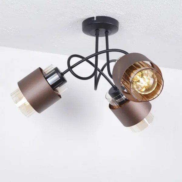 Globo 15560-3DC - Plafonier aplicat MILLEY 3xE27/40W/230V negru/bronz