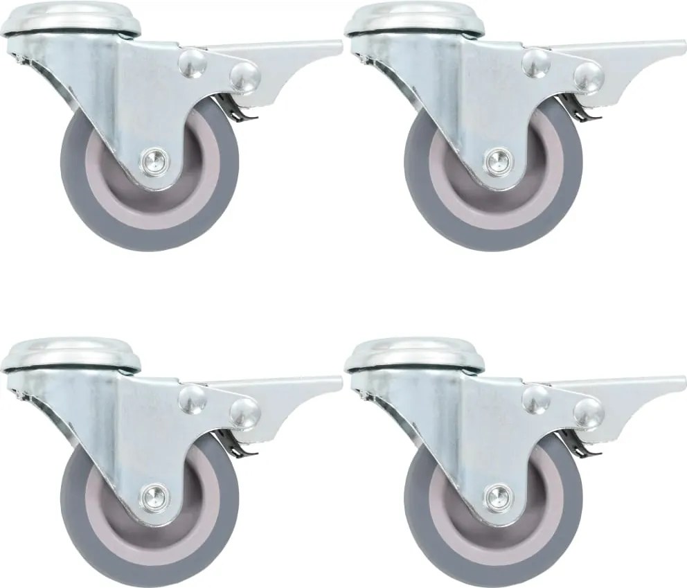 vidaXL Roți pivotante cu gaură șurub, frâne duble, 4 buc., 50 mm