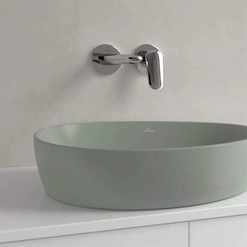 Lavoar pe blat, Villeroy & Boch, Antao, asimetric, 51 cm, verde mat