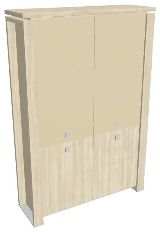 Dulap înalt Verno+ S 140 x 46 x 210 cm, uși combinate, salcâm / vanilie