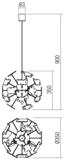 Lustră pe cablu pentru copii Redo 04-515 SAFARI 4xE14/28W/230V d. 35 cm colorat