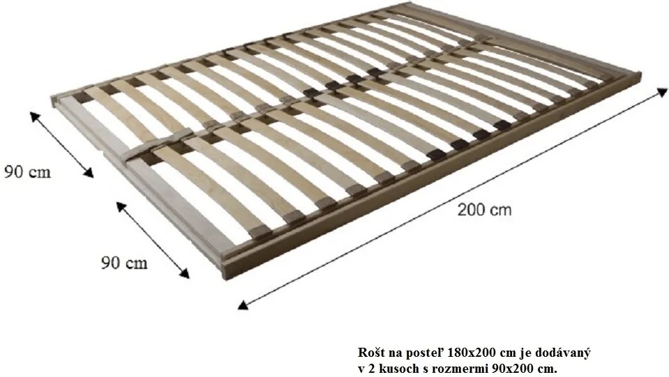 Somieră rabatabilă, 180x200 (2 buc. 90x200 cm), BASIC FLEX FRONT