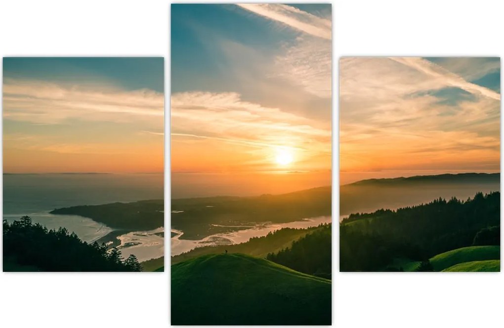 Tablou cu soarele răsărind deasupra mării (90x60 cm)