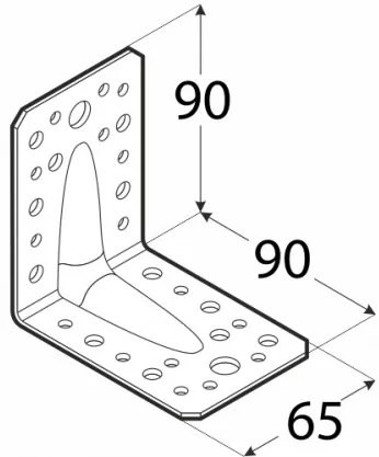 Coltar inclinat la 90° cu ranforsare pentru constructii model KPL (Dimensiuni: 50x50x35x2 mm)