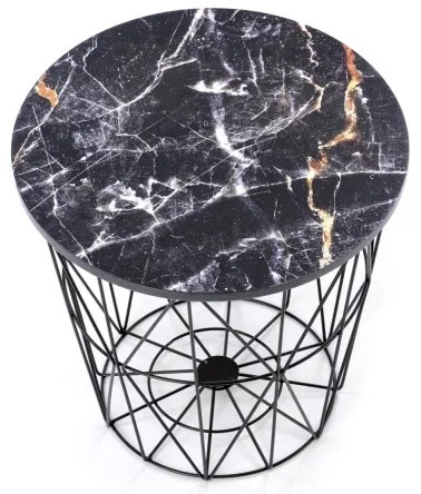 Măsuță de cafea HARISSA 41x42 cm negru/negru decor marmorat