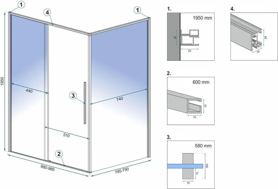 Cabina de dus SOLAR cu cadita alba 100x80 cm cupru periat
