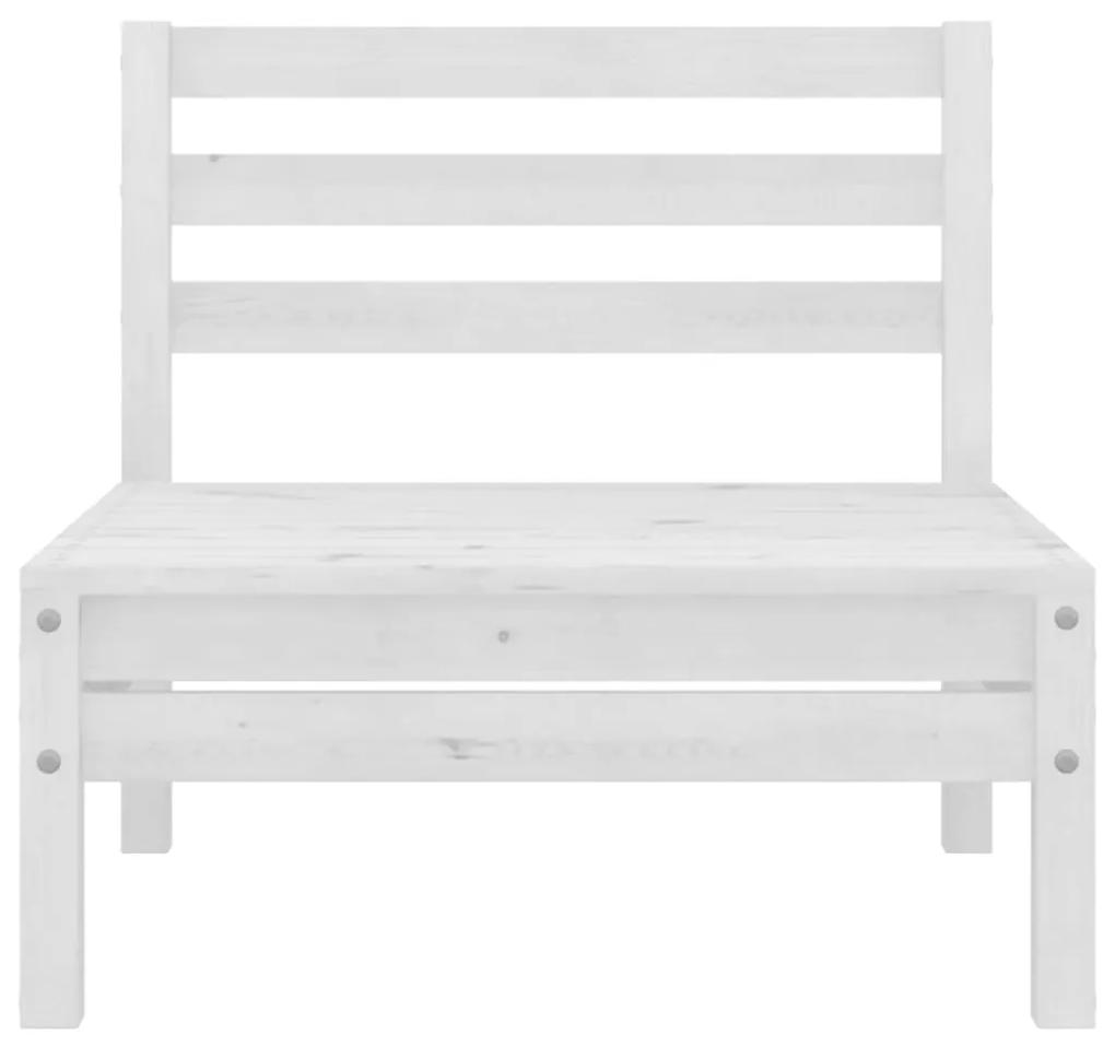 Set mobilier de gradina, 4 piese, alb, lemn masiv de pin Alb, colt + 2x mijloc + suport pentru picioare, 1