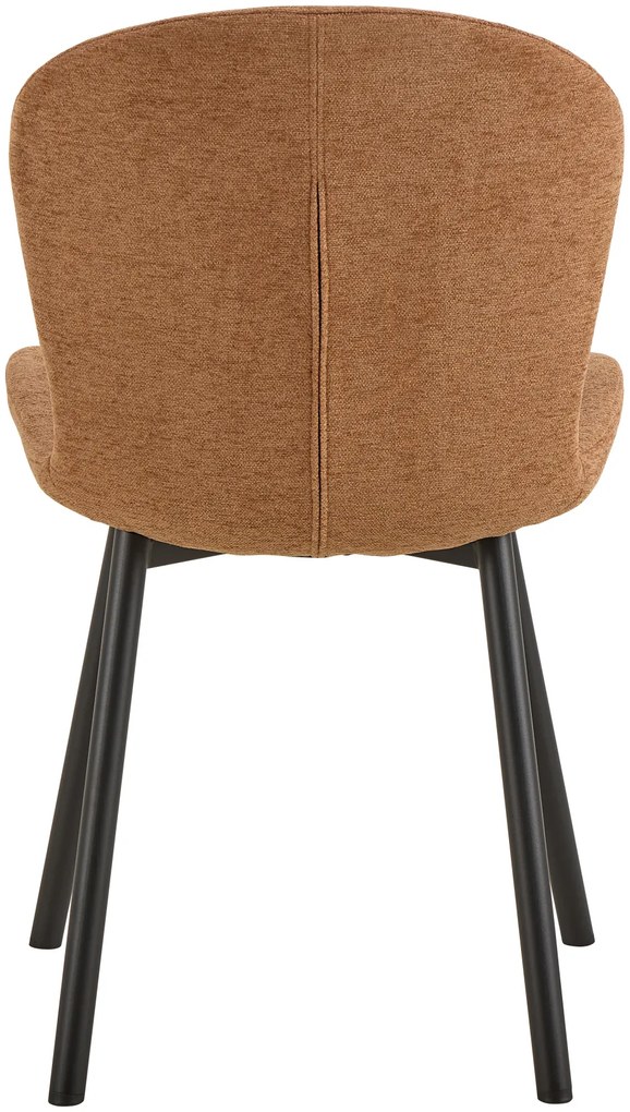 MAZZONI EXPORT FIORA Teracotă (material Apia 272)/cadru negru – SCAUN MODERN TAPITAT DIN CHENILLE PENTRU LIVING/BUCĂTĂRIE