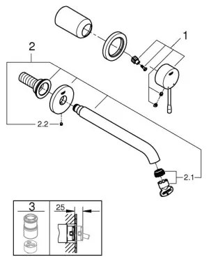 GROHE 19967GL1 - Baterie pentru lavoar ESSENCE 230 mm, montaj în 2 găuri, aurie