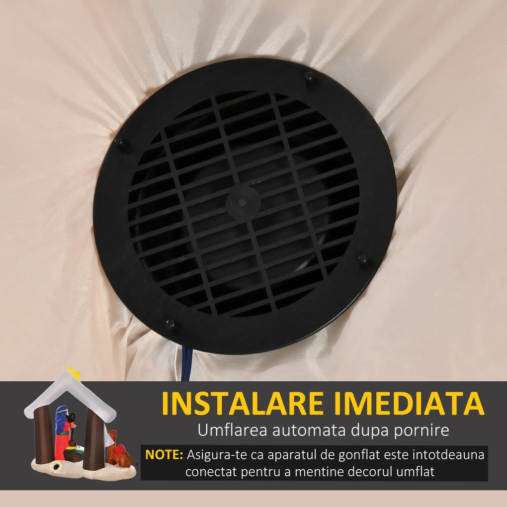 Decoratiune gonflabila Nasterea Domnului Craciun cu 5 lumini LED-uri, pentru Exterior HOMCOM | Aosom Romania