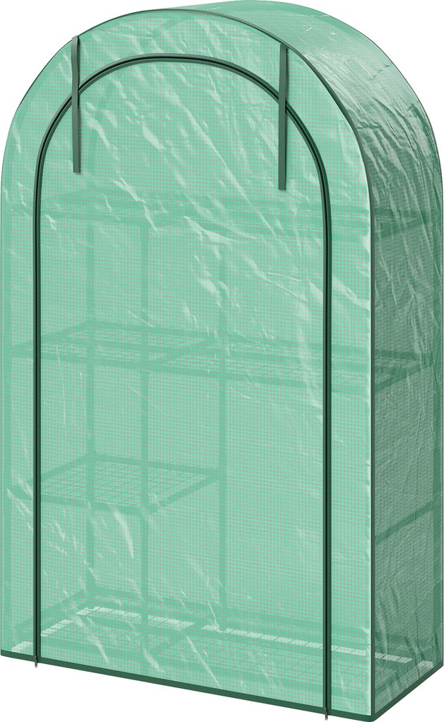 Outsunny Seră pentru Grădină cu 4 Niveluri, Ușă Batantă și 14 Catarame din Plastic, 100x45x160 cm, Verde | Aosom Romania