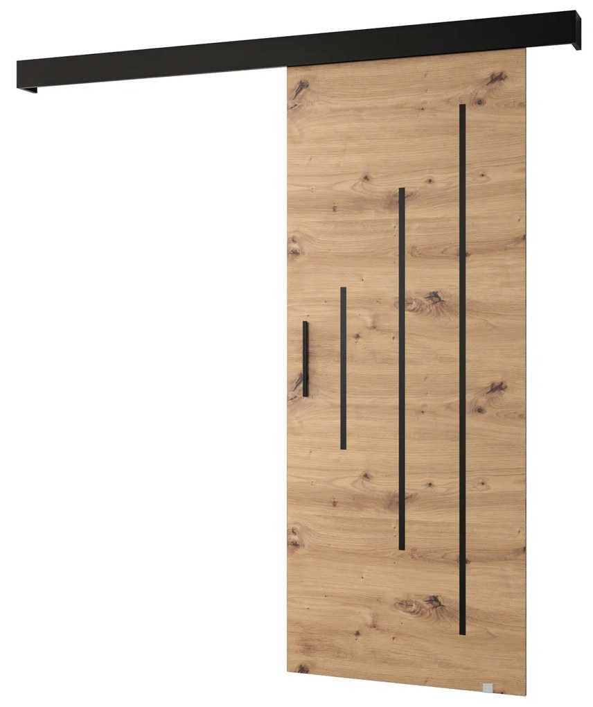 Uși culisante 90 cm Sharlene Y (stejar artisan + negru mat + negru). 1044012