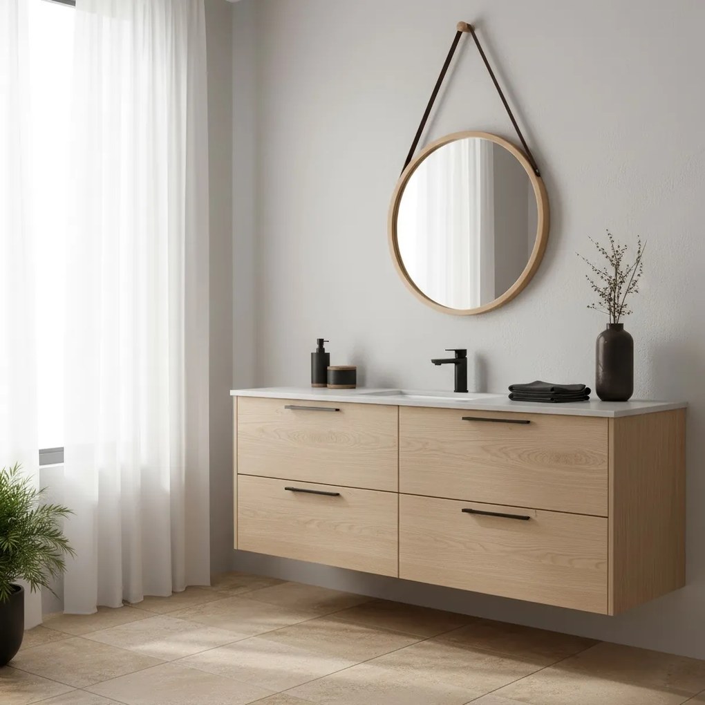 Oglinda de perete B053 NAT, bambus