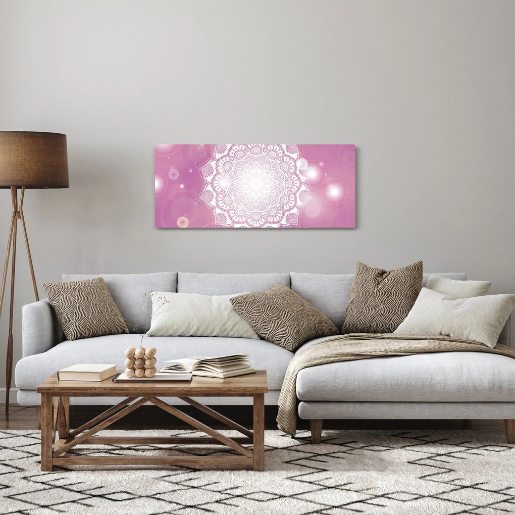Tablou - Mandala pe fundal roz (120x50 cm)
