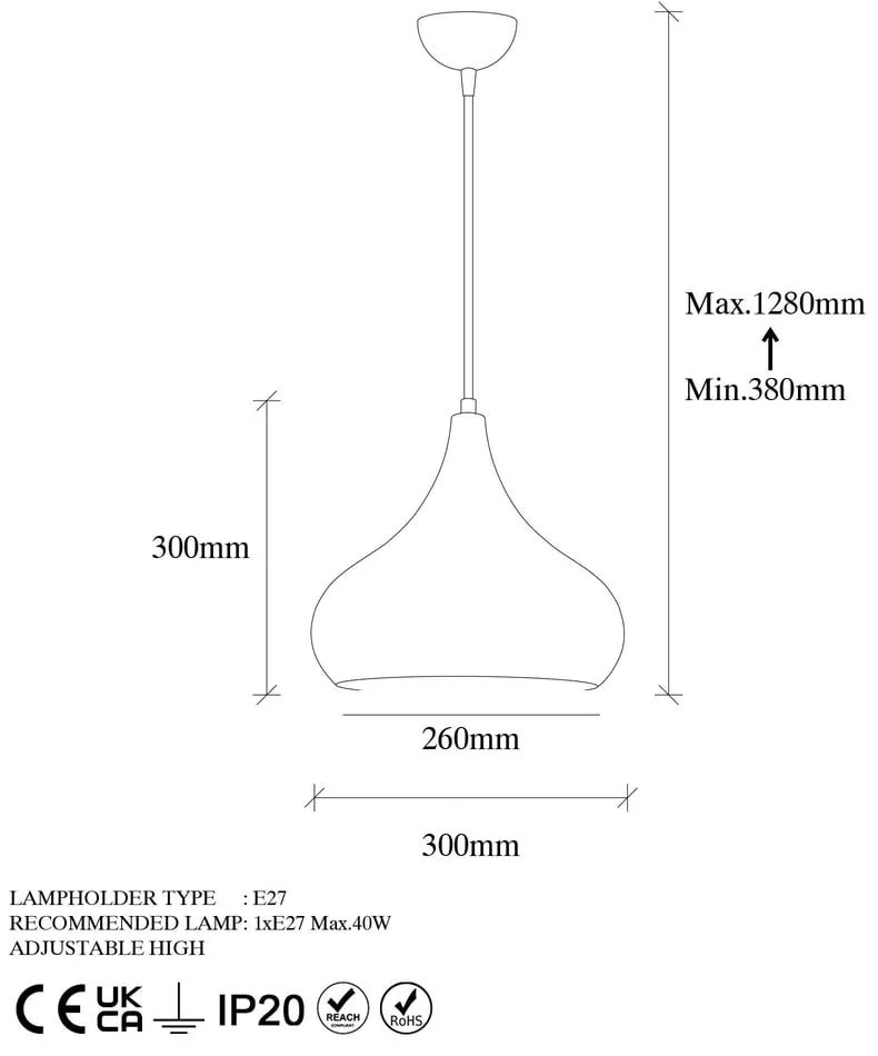 Lustră cu abajur din metal ø 26 cm Muba – Opviq lights