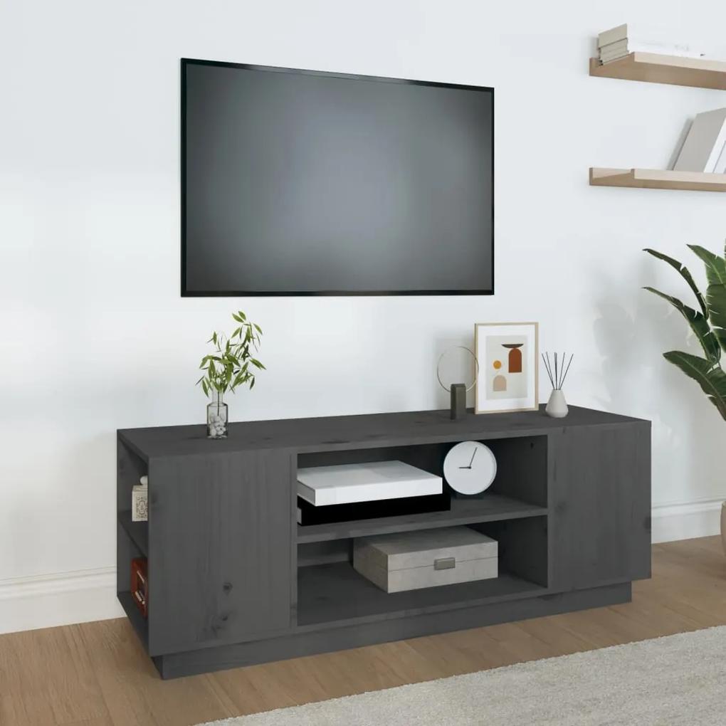 Comoda TV, gri, 110x35x40,5 cm, lemn masiv de pin