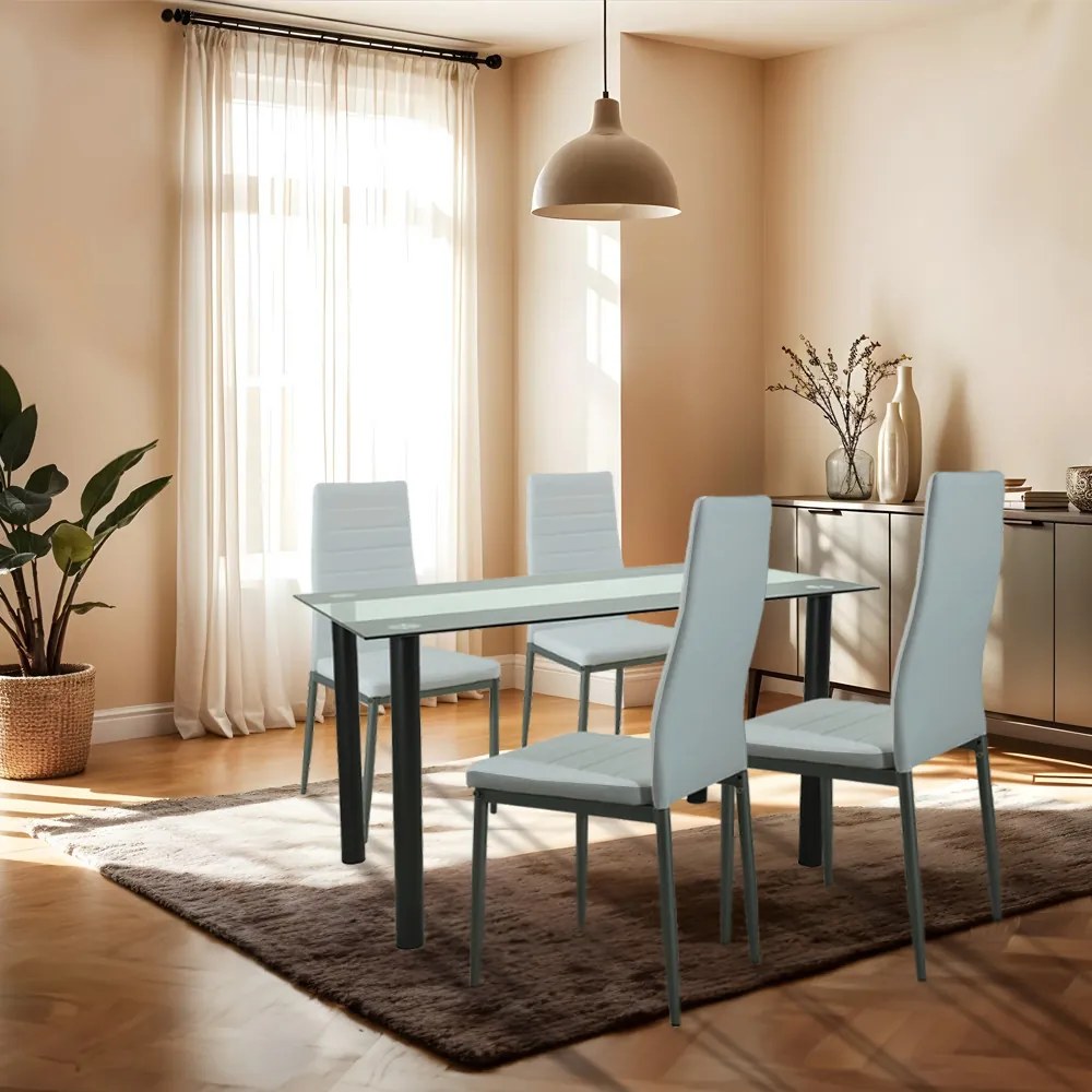 Set de masă Mezza 4+1 alb-gri