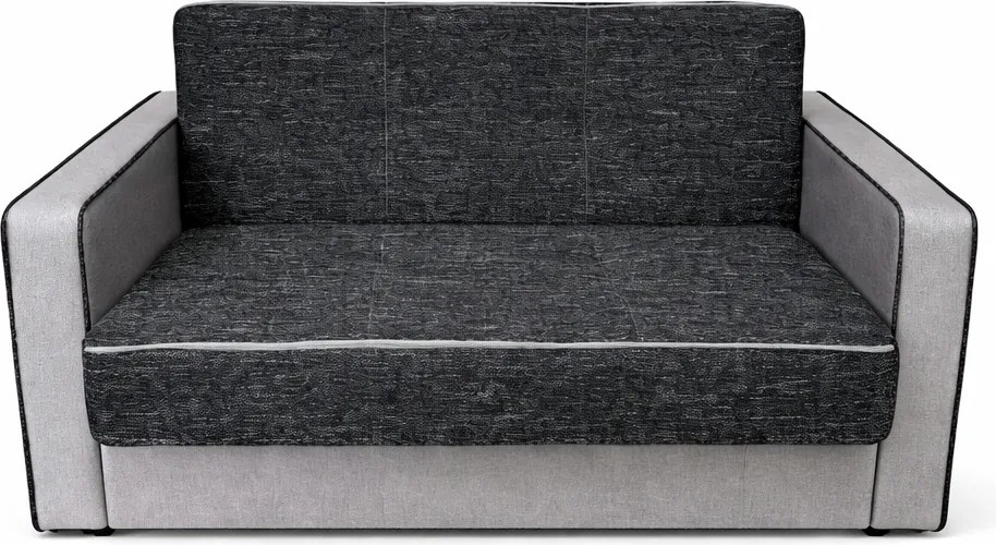 Canapea SAMY NEXT extensibila, 2 locuri, cu lada de depozitare, stofa gri cu negru, cadru metalic, 152x100x92 cm Gri + Negru, stofa